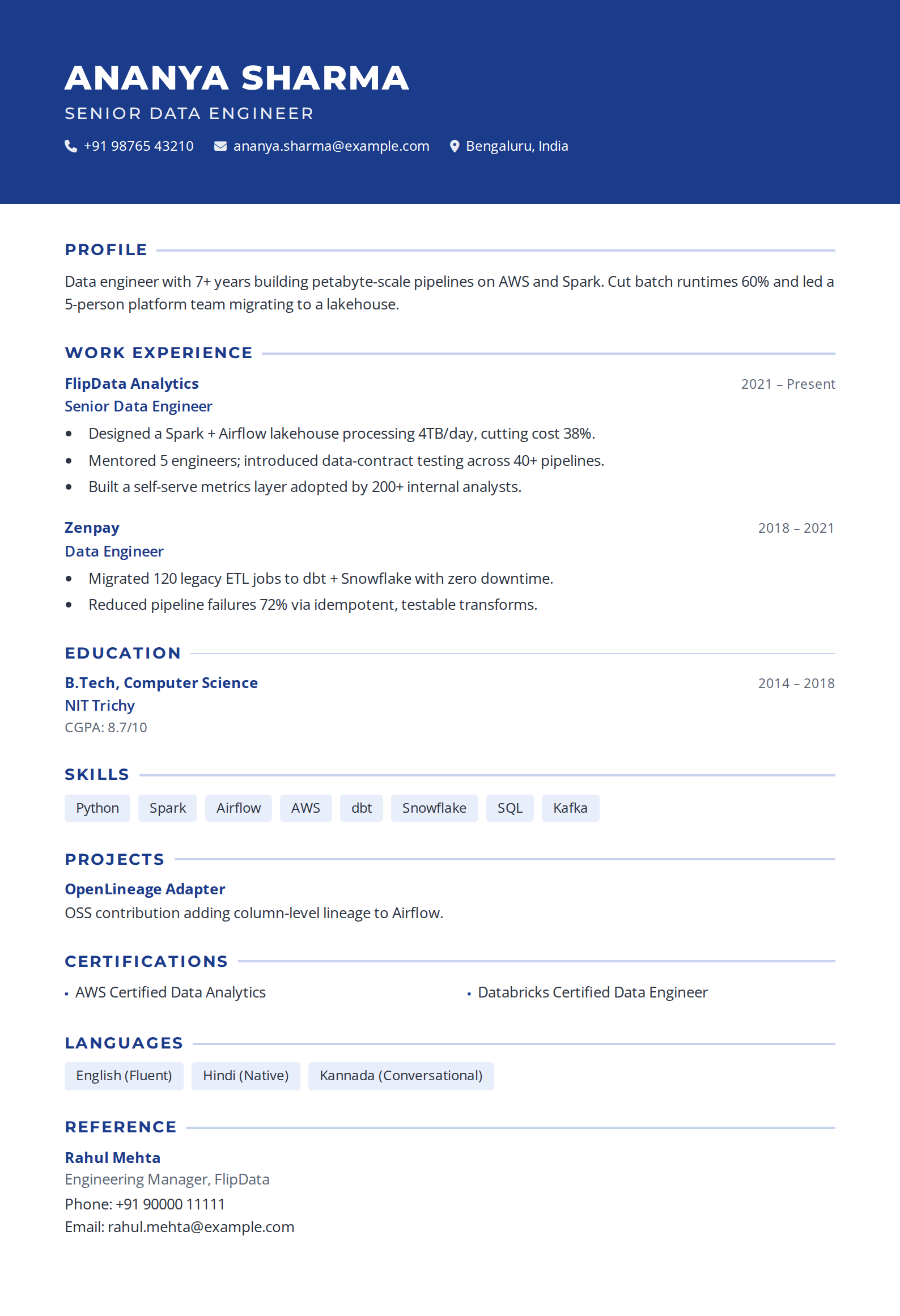 Header Band resume template preview